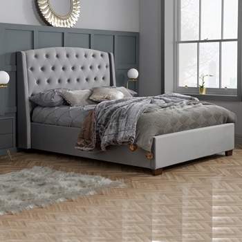 Balmoral Grey velvet fabric bed frame