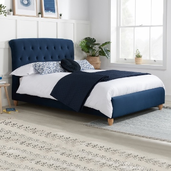 Brompton Blue fabric bed frame