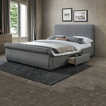 Lancaster grey velvet fabric bed