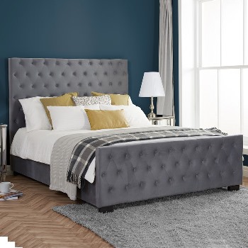 Marquis grey velvet fabric bed
