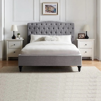 Rosa Light Grey fabric bed frame