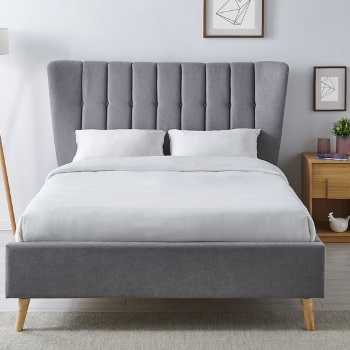 Tasya Light Grey fabric bed frame