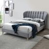Elm grey velvet fabric bed - view 1