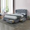 Hope grey velvet fabric bed - view 1