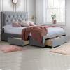 Woodbury grey velvet fabric bed - view 1