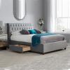 Marlow grey velvet fabric bed - view 1