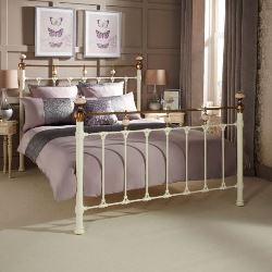 Abigail ivory bed frame by Serene furnishings.