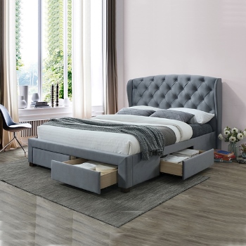 Birlea Hope Grey Velvet Fabric 4 Drawer Bed