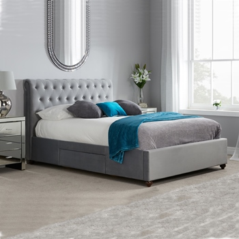 Marlow grey double fabric bed