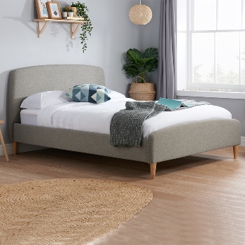 Quebec grey small double fabric bed