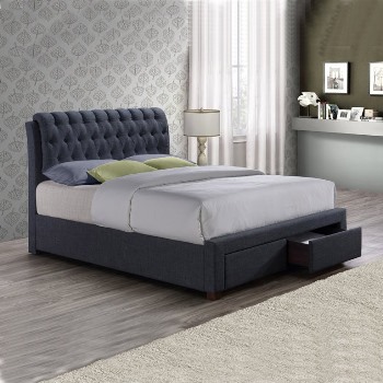 Valentino charcoal king size fabric bed