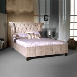 Epsilon 5ft king size mink velvet fabric bed frame by Limelight 