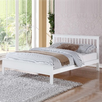 Pentre White Super King Size Bed Frame, White And Wooden Bed Frame Queen Size Uk