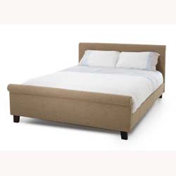 Hazel 4ft small double wholemeal fabric bed frame by Serene.