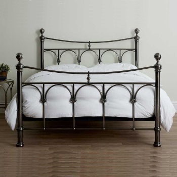 Gamma antique nickel bed frame. 