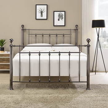 Libra double black chrome or crystal metal bed frame.