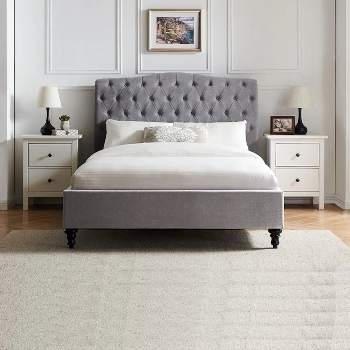 Rosa light grey 4ft6 double bed frame