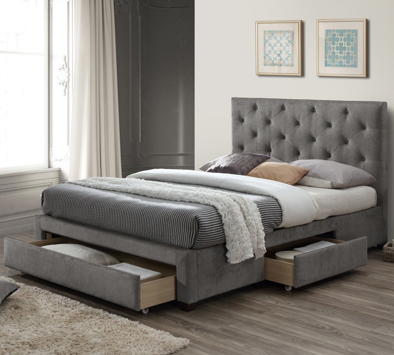 Limelight Monet Grey Fabric Bed Frame.