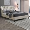 Elm warm stone velvet fabric bed - view 1