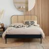 Margot black oak rattan bed frame.  - view 2