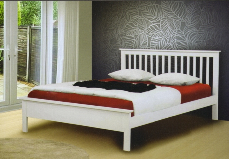 Pentre White Double Bed Frame, White Wood Super King Size Bed Frame