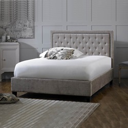 Rhea mink double fabric bed frame by Limelight.