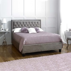 Rhea silver fabric bed frame by Limelight.