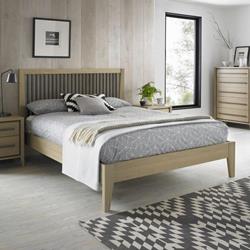 Rimini aged oak and weathered oak double bed frame by Bentley Designs.