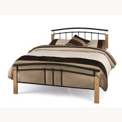 Tetras black and beech bed frame by Serene. 
