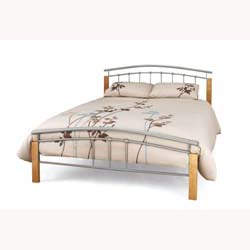 Tetras silver and beech bed frame by Serene.
