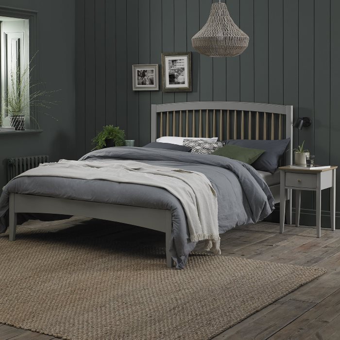 Whitby Oak And Grey King Size Bed Frame, Grey Bed Frames King Size