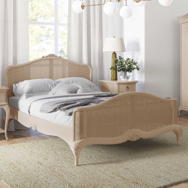 Gambier French Ivory Rattan Bed Frame, French Bed Frame