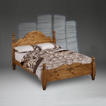 Windsor pine bed frame with a high foot end